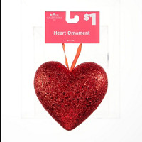 Happy Valentine's Day Sequin Heart Ornament, Red