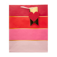 Valentine's Day Heart & Stripes Gift Bag, Extra Large