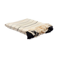 Striped Cotton Throw with Fringe
