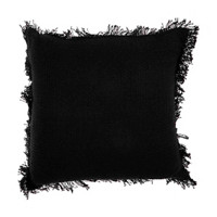 Black Frayed Edges Square Pillow, 18 in x