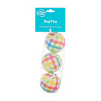 Happy Easter Plaid Tennis Balls Dog Toy, Pack of 3