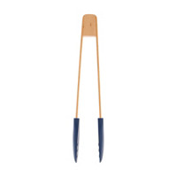 Wooden Navy Silicone Kitchen Tongs