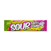 Face Twisters Sour Taffy Combo Bar, Strawberry &