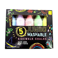 Jumbo Washable Sidewalk Chalk, Pack of 5