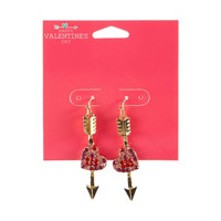 Happy Valentine's Day Heart & Arrow Key Earrings