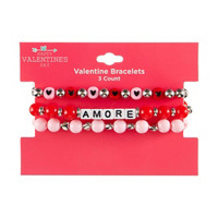 Happy Valentine's Day Bracelets, 3 Count