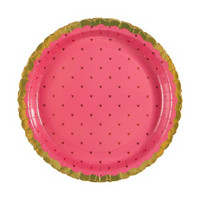 Valentine's Foil Scalloped Party Plates, 8 ct