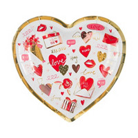 Valentine's Heart Shaped Foil Party Plates, 8 ct