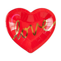 Valentine's 'Love' Printed Heart Shaped Foil Party Plates, 8 ct