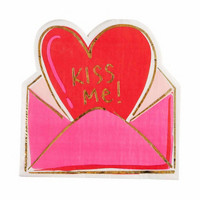 'Kiss Me' Printed Valentine's Envelope Shaped Foil Luncheon Napkins, 16 ct