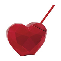 Electroplated Heart Shaped Plastic Cup with Straw, 24