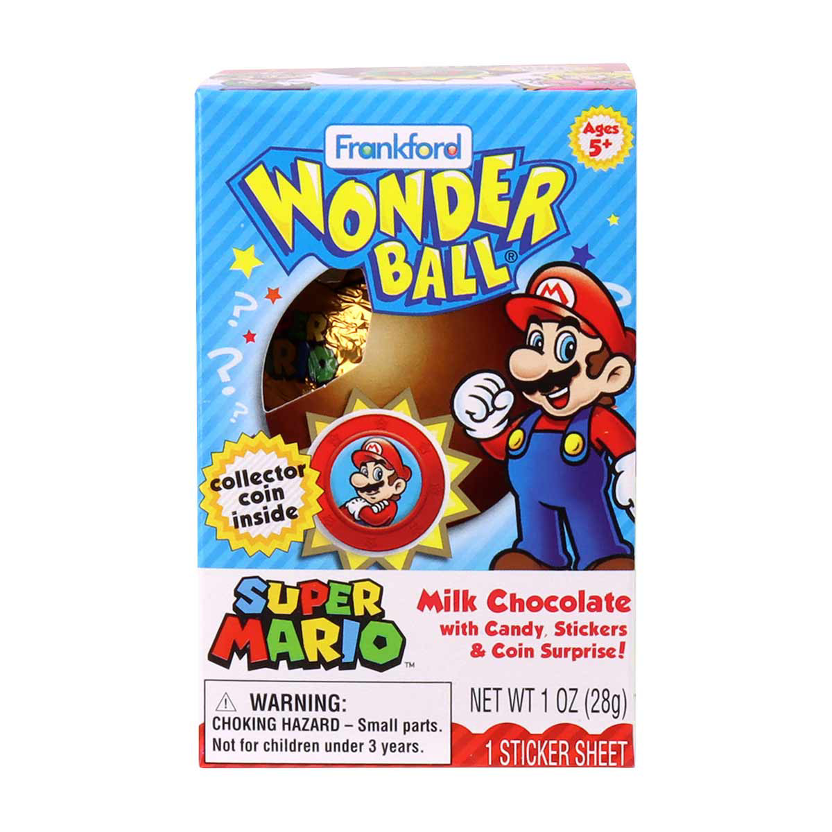 Frankford Super Mario Wonderball Milk Chocolate with Surprise Collectable Coin, 1 oz