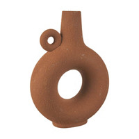 Round Geometric Vase, Rust
