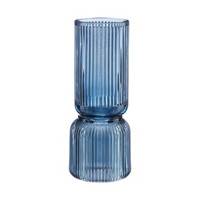 Decorative Ribbed Glass Vase, Blue