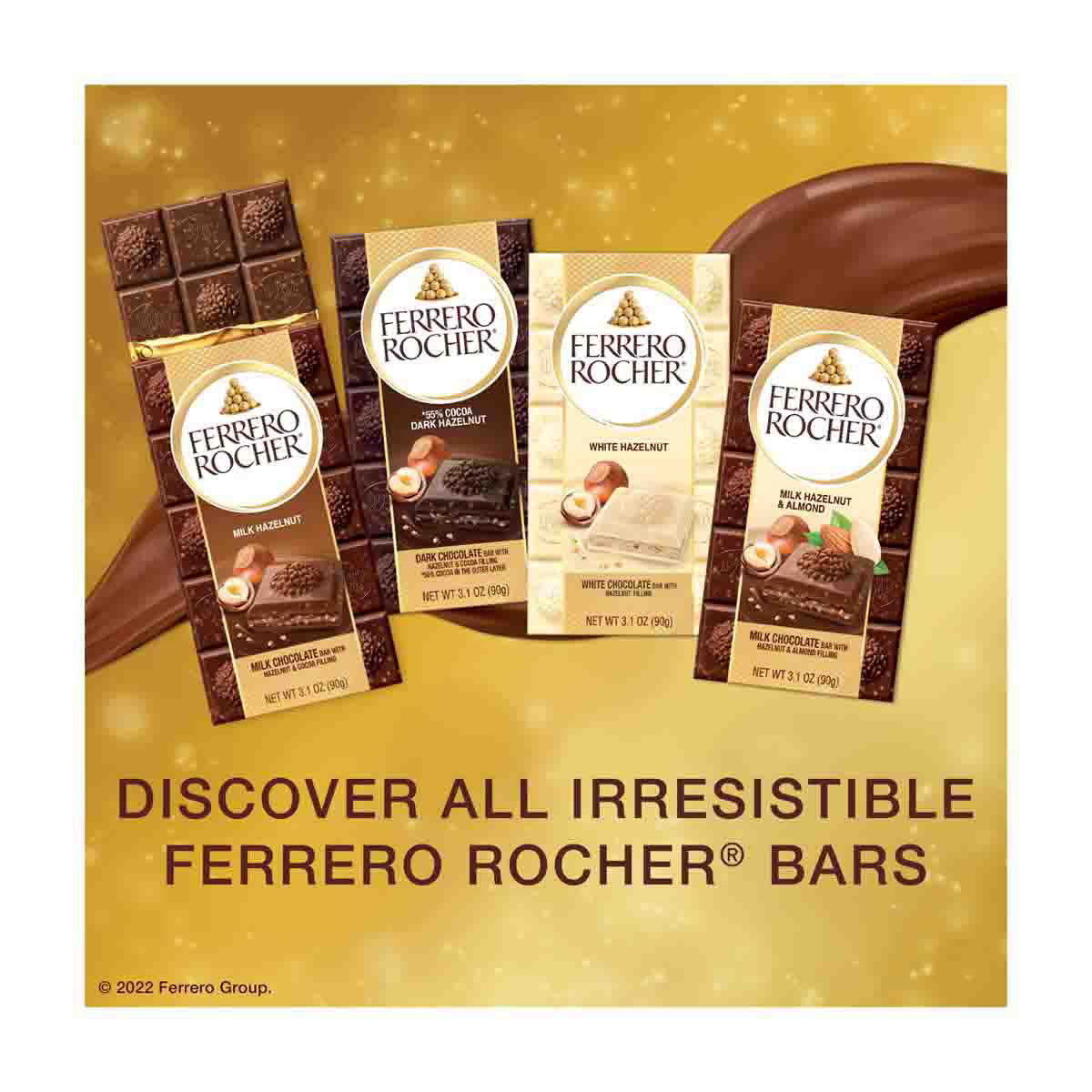 Ferrero Rocher Milk Hazelnut & Almond Chocolate Bar, 3.1 oz