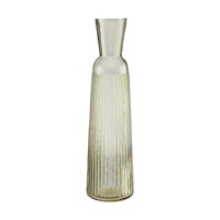 Round Ribbed Glass Vase, Green
