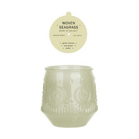 Glass Woven Seagrass Scented Candle, Green - 7 oz