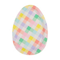 Gingham Egg Shaped Plate, 12 in, 8 Count