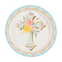 Religious Easter Foil Round Plate, 9 in, 8 Count