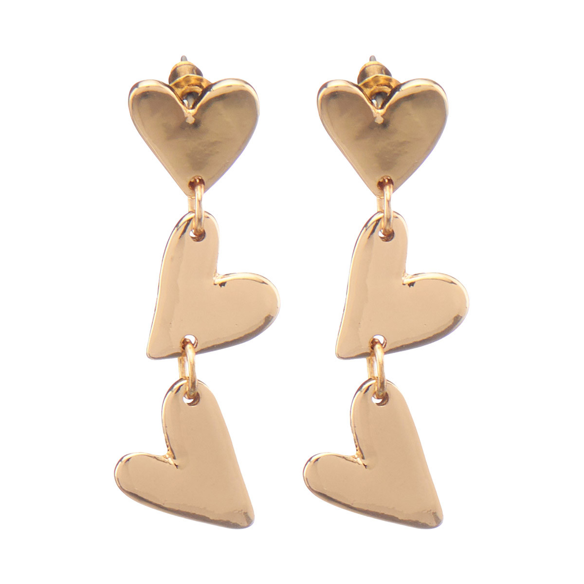 3-Hearts Stud Earrings, Rose Gold