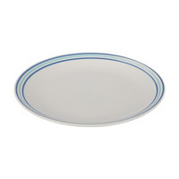 Blue Strip Printed White Dinner Plate