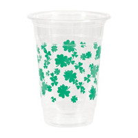 Shamrock Printed Plastic Party Cups, 16 oz