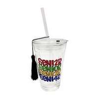 Senior Glass Tumbler with Straw