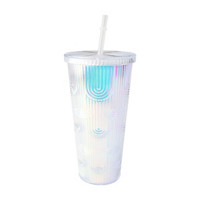 Iridescent Tumbler with Lid and Straw