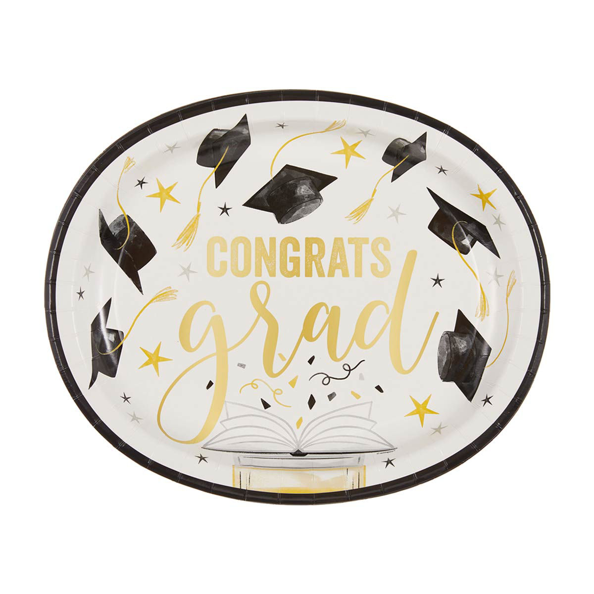 Graduation Congrats Printed Plate, Oval
