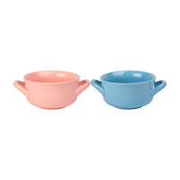 Pastel Pink and Blue Double Handle Soup Bowl