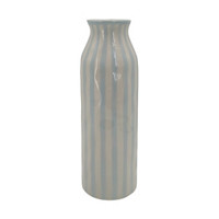 Decorative Ceramic Vase with Blue Striped Accents