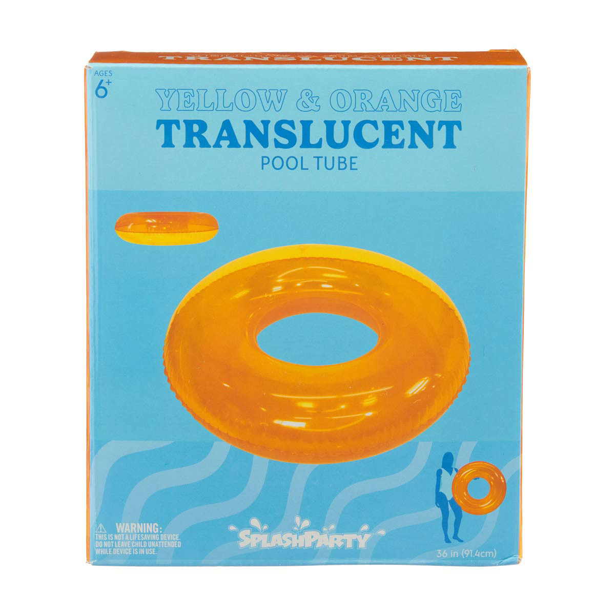 Splash Party Translucent Summer Pool Tube, 36 in