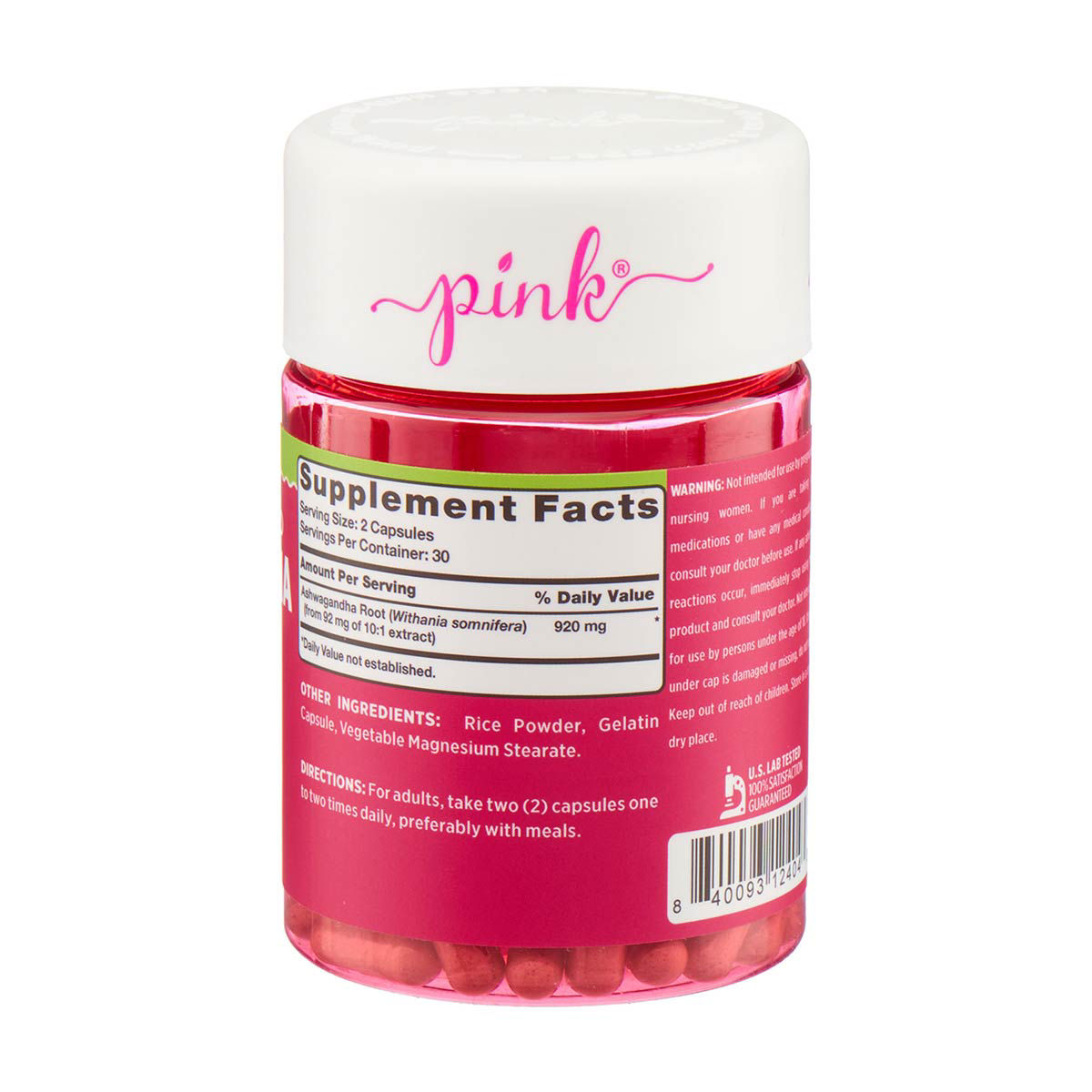 Pink Restore and Unwind Ashwagandha Capsules, 60 ct
