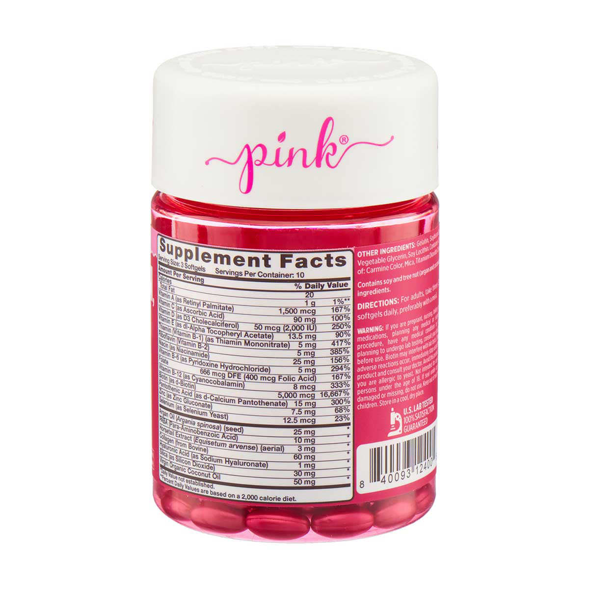 Pink Hair Skin and Nails Softgels, 30 ct