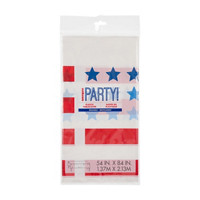 Unique Party! USA Flag Plastic Table Cover, 84 in x 54 in