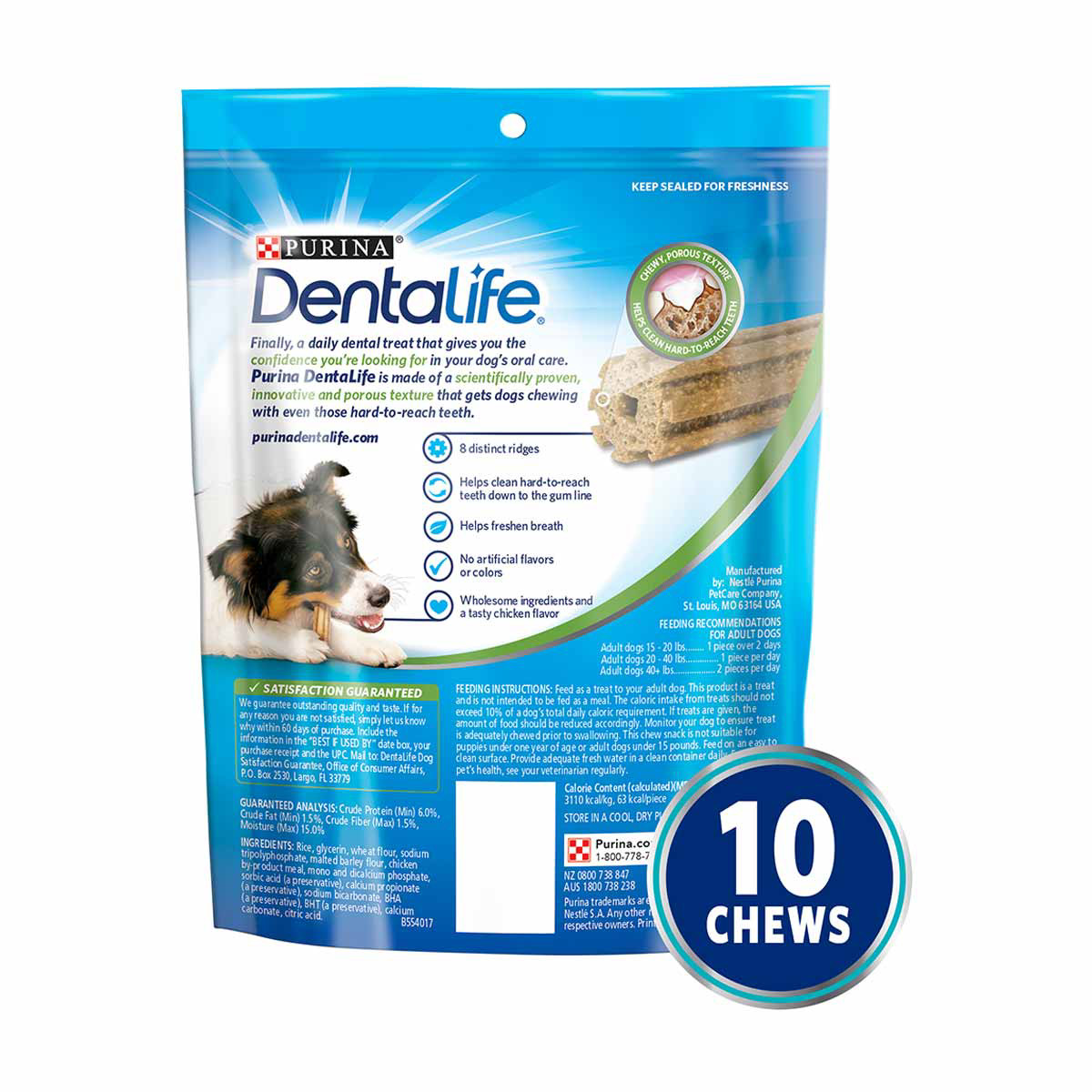 Purina Dentalife Daily Oral Care Chicken Flavor Dog Treats, 7.0 oz, 10 Count