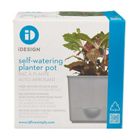 iDesign Square Self-Watering Planter Pot, Gray