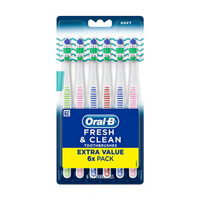 Oral-B Fresh & Clean Toothbrushes, Soft, 6 ct