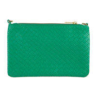 Woven Clutch with Zipper, Green