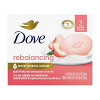 Dove White Peach & Rice Milk Beauty Bar Soap, 3 ct