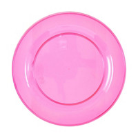 Round Pink Plastic Plate, 7 in