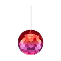 Pink Disco Ball Cup with a Straw &
