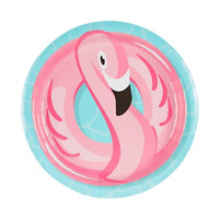 Round Flamingo Plates, 9 in