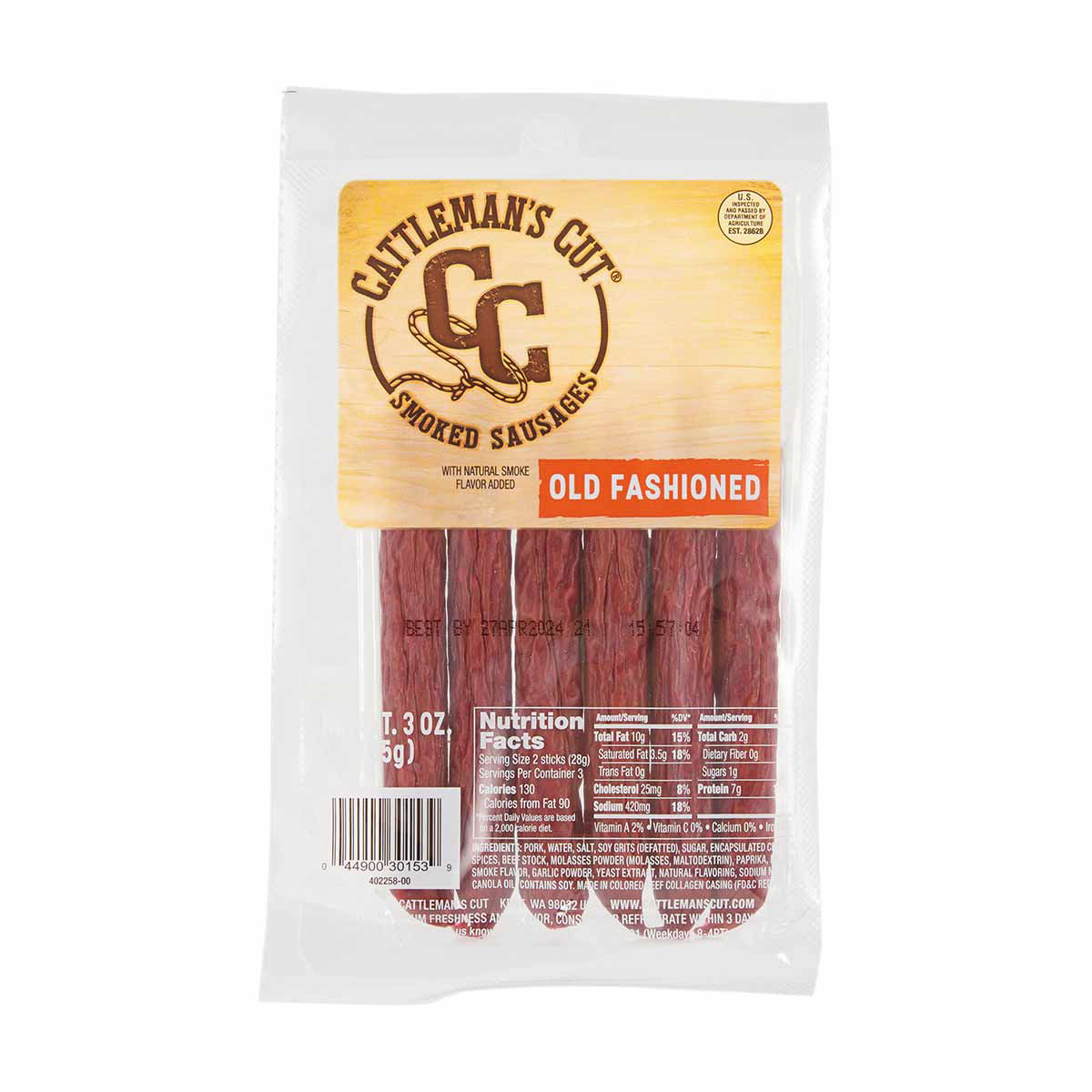 Cattleman's Cut Old Fashioned Smoked Sausages, 3 oz