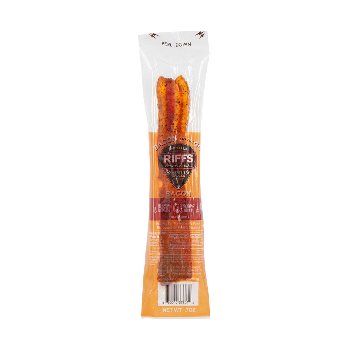 Riffs Smokehouse Red Curry Seasoned Bacon Strip, 0.7 oz