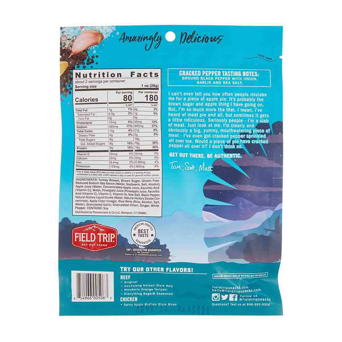 Field Trip Cracked Pepper Turkey Jerky, 2.2 oz