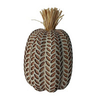 Decorative Resin Pumpkin with Raffia Grass, Medium