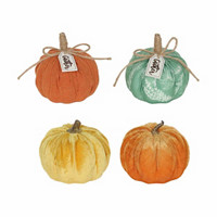 Burlap Velvet Pumpkin Décor with Gather Tag