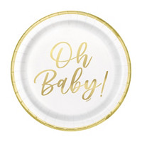 "Oh Baby" 9" Foil Round Plates 8ct