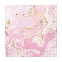 Pink Marble Foil Lunch Napkins 16ct